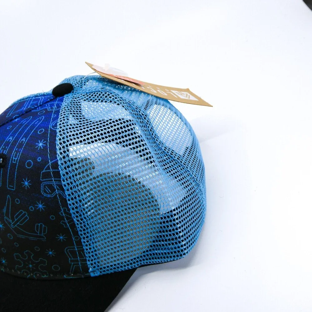 Ski Hat Youth One Size Blue Snapback Trucker Boys Nature Mountains Mesh Back New